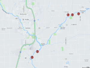 Closures in Kankakee, Ill. from flooding. Credit: Radiate Media