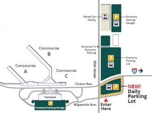 A new daily parking lot opens for Midawy Airport passengers Monday on 55th Street at Kilpatrick. | Chicago Dept. of Aviation